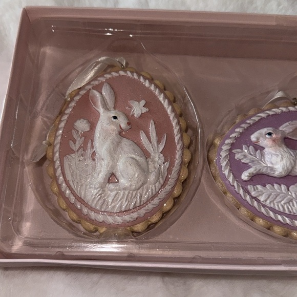 3 Springtime Bunny Ornaments 3D Flowers Butterfly Sparkle - Picture 9 of 10